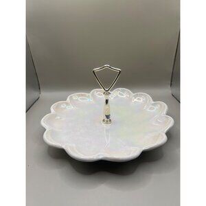 Vintage California Originals 325 USA Iridescent White Ceramic Scalloped Serving